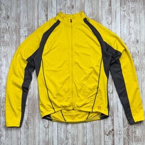 Novara Men's Biking Jersey Jacket sz Medium Full Zip Yellow Cycling Long Sleeve